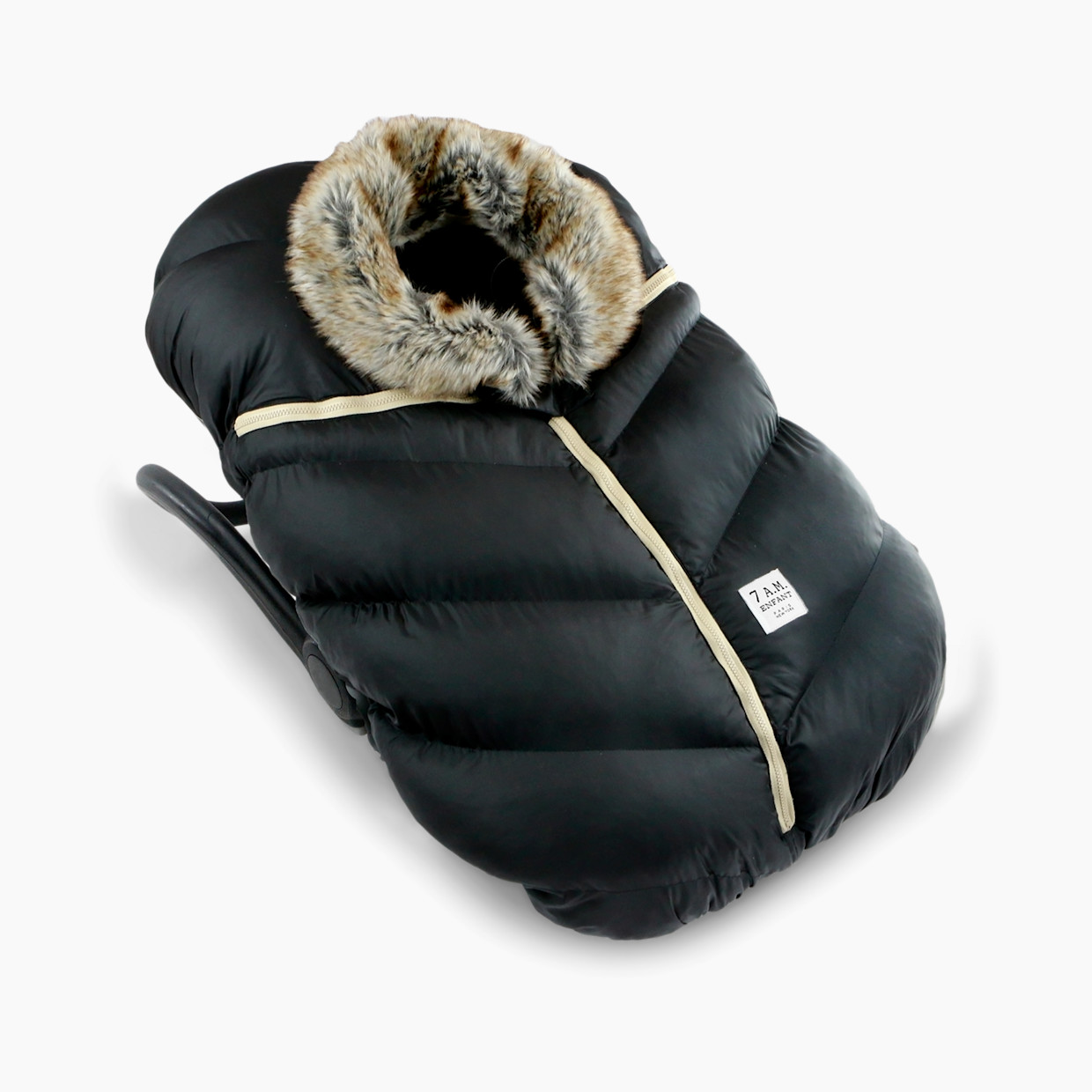 7AM Enfant Car Seat Cocoon - Black Faux Fur.