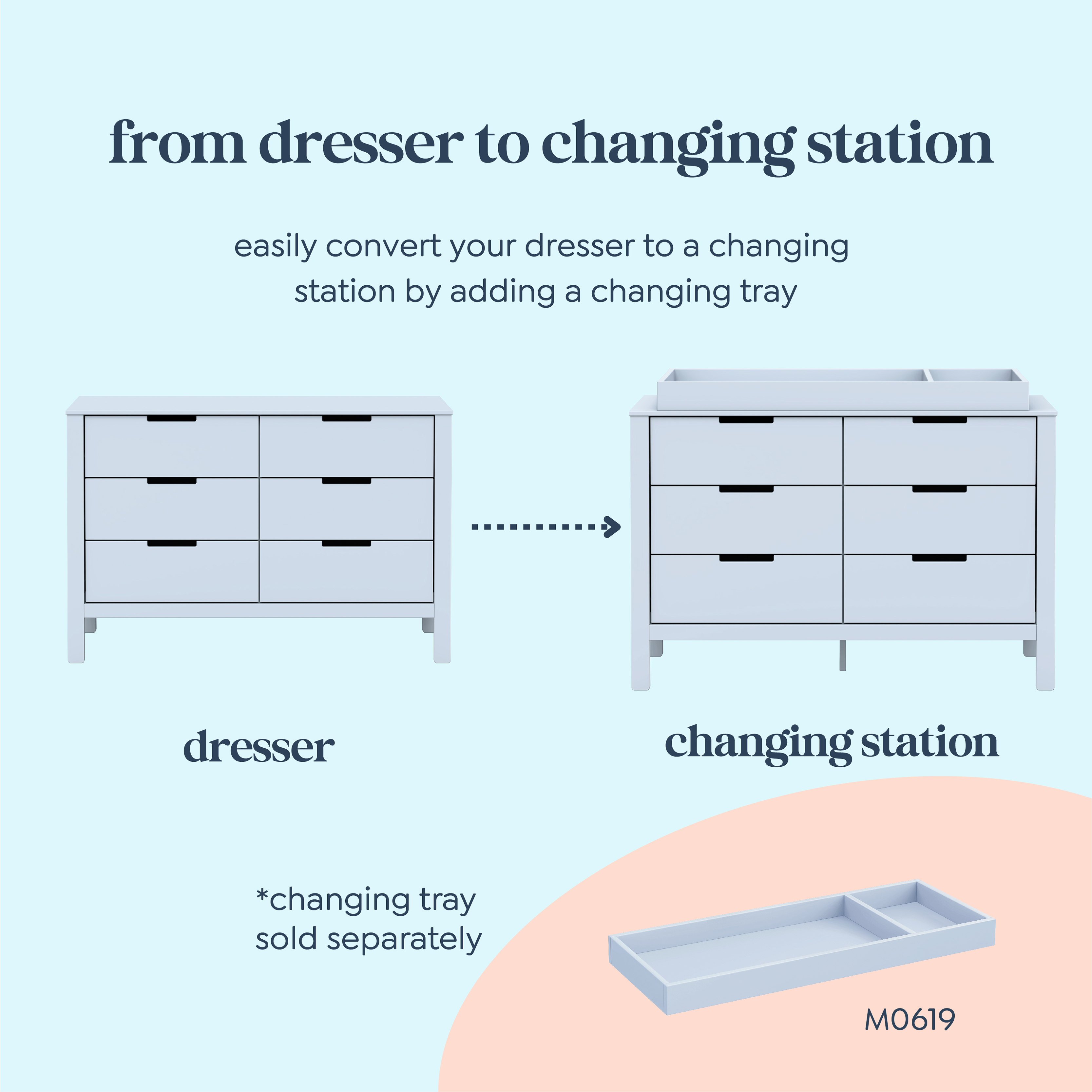 Carter's by daVinci Colby 6-Drawer Dresser - Powder Blue.