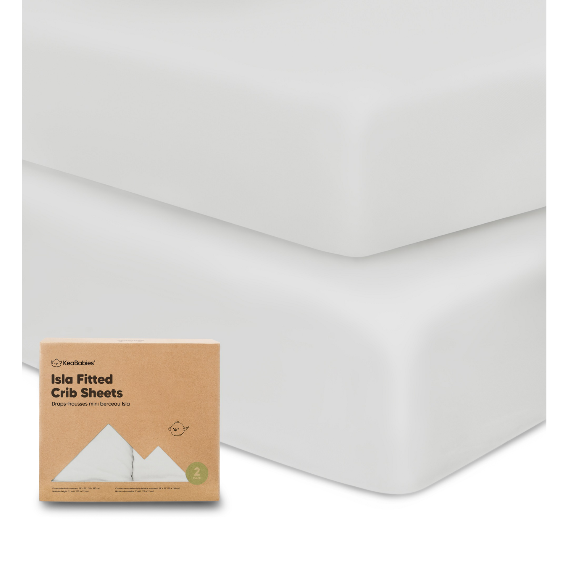 KeaBabies 2-Pack Baby Crib Sheets for Boys, Girls - 52x28 Viscose Derived from Bamboo Toddler Bed Sheets Neutral, Fitted Crib Mattress Cover for Standard Baby Bedding, Soft & Cozy (French Gray)
