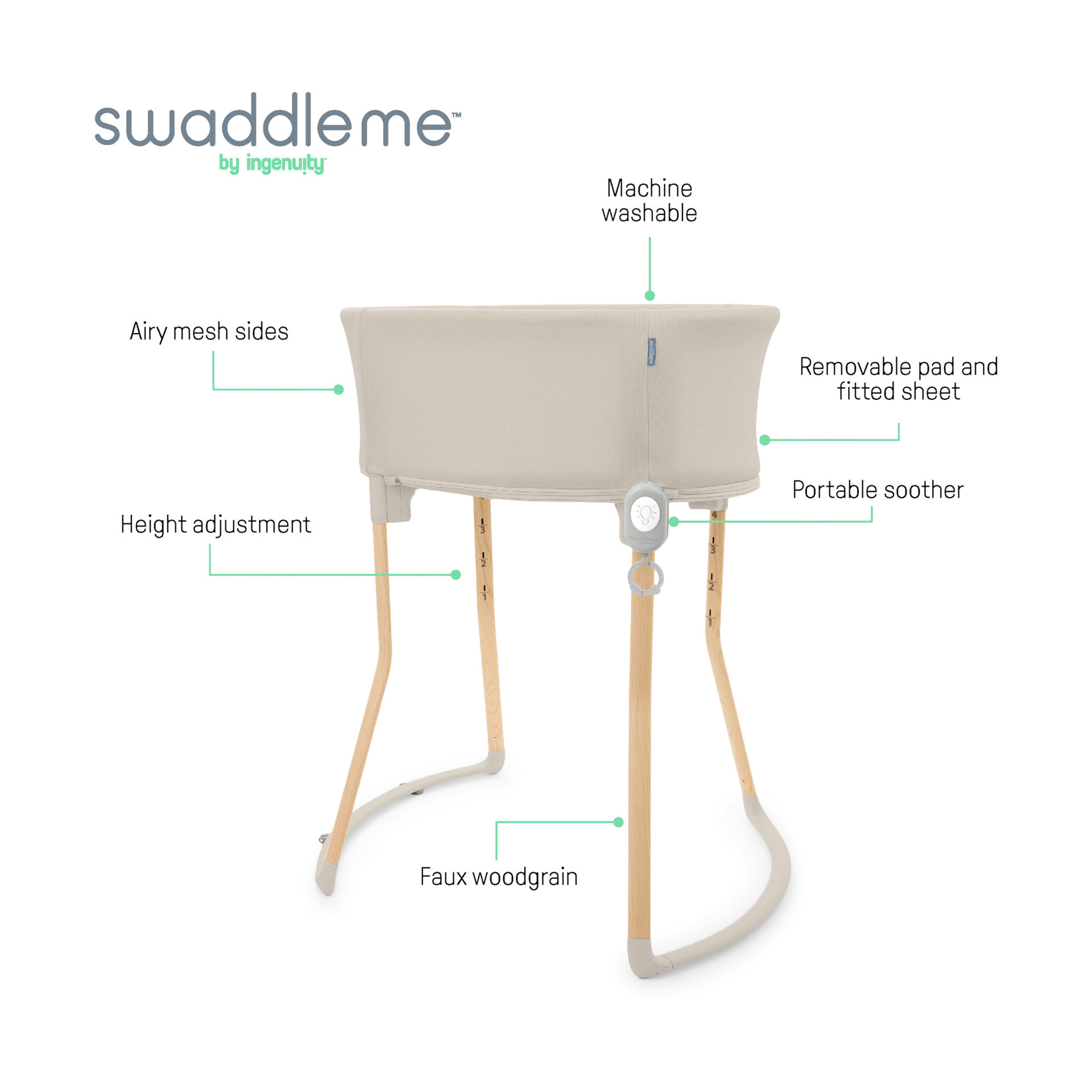 Ingenuity Right Height Adjustable Fit Bassinet.