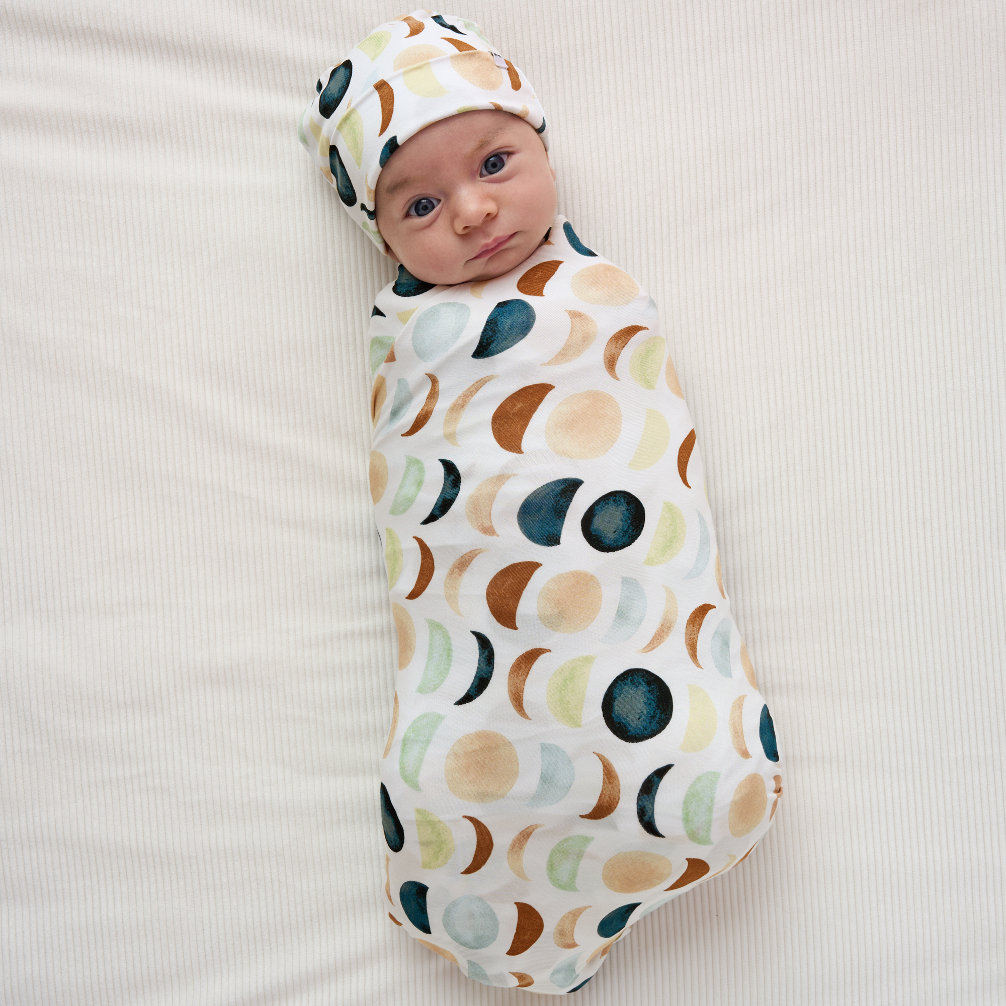 Little Sleepies Swaddle & Infant Beanie Set - Luna, One Size.