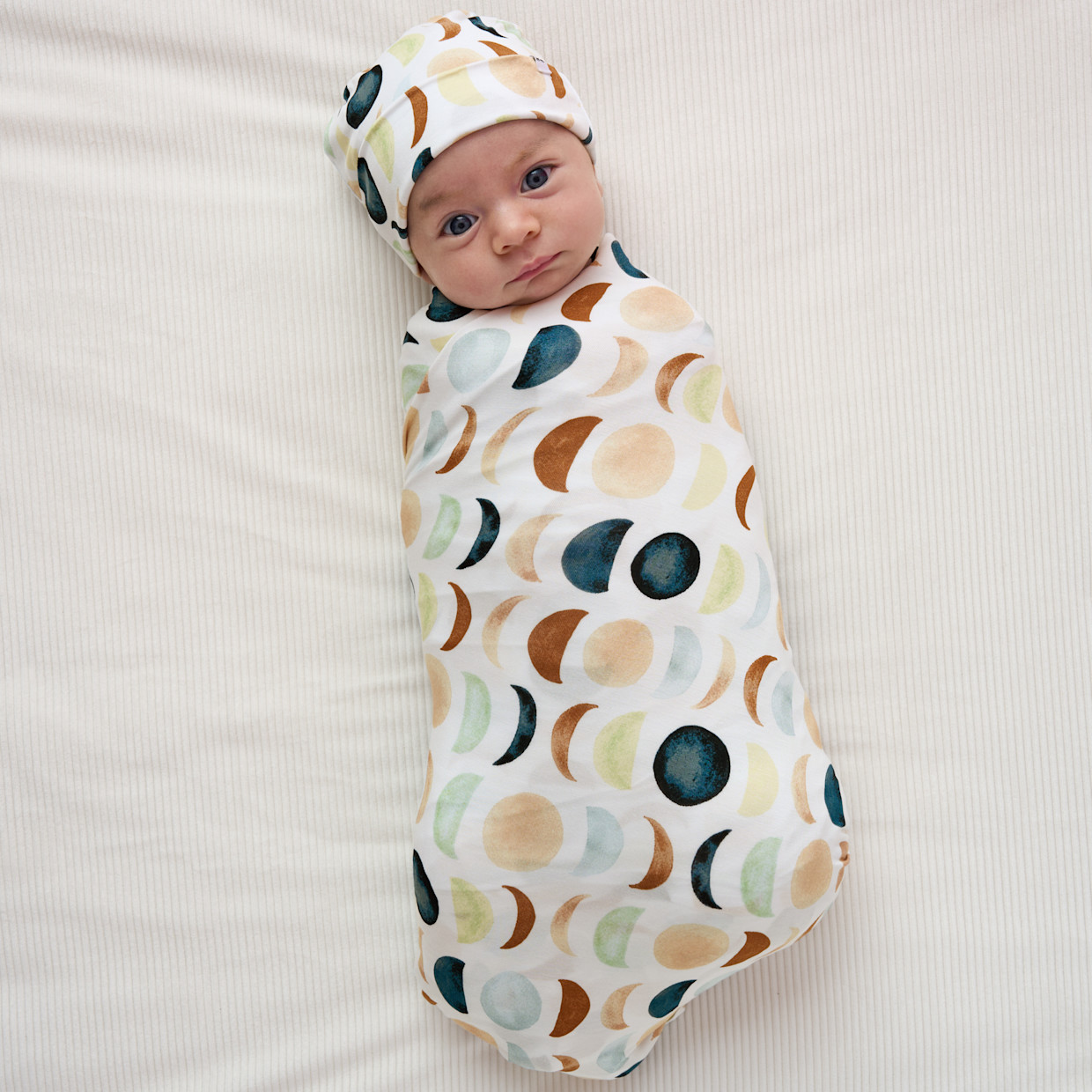 Little Sleepies Swaddle & Infant Beanie Set - Luna, One Size.