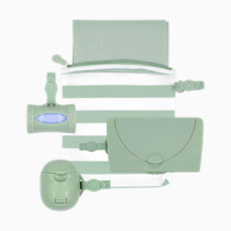 Ubbi On-The-Go Diapering Gift Set, Includes Changing Mat and Bag, Wipes Dispenser, Pacifier Holder and Bag Dispenser, Newborn Essentials, Sage