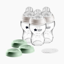 Tommee Tippee Closer to Nature 3 in 1 Convertible Glass Baby Bottles, Anti-Colic Valve – 9-Ounce, 3 Count