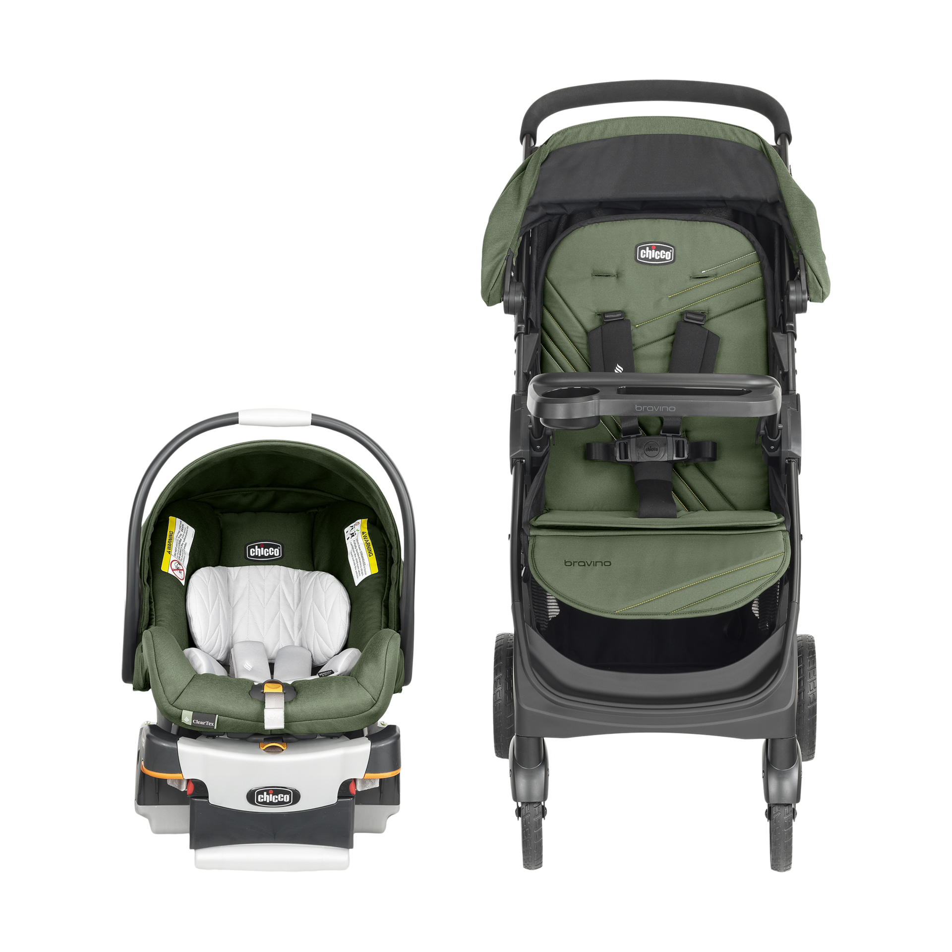 Chicco Bravino ClearTex Travel System - Moss.