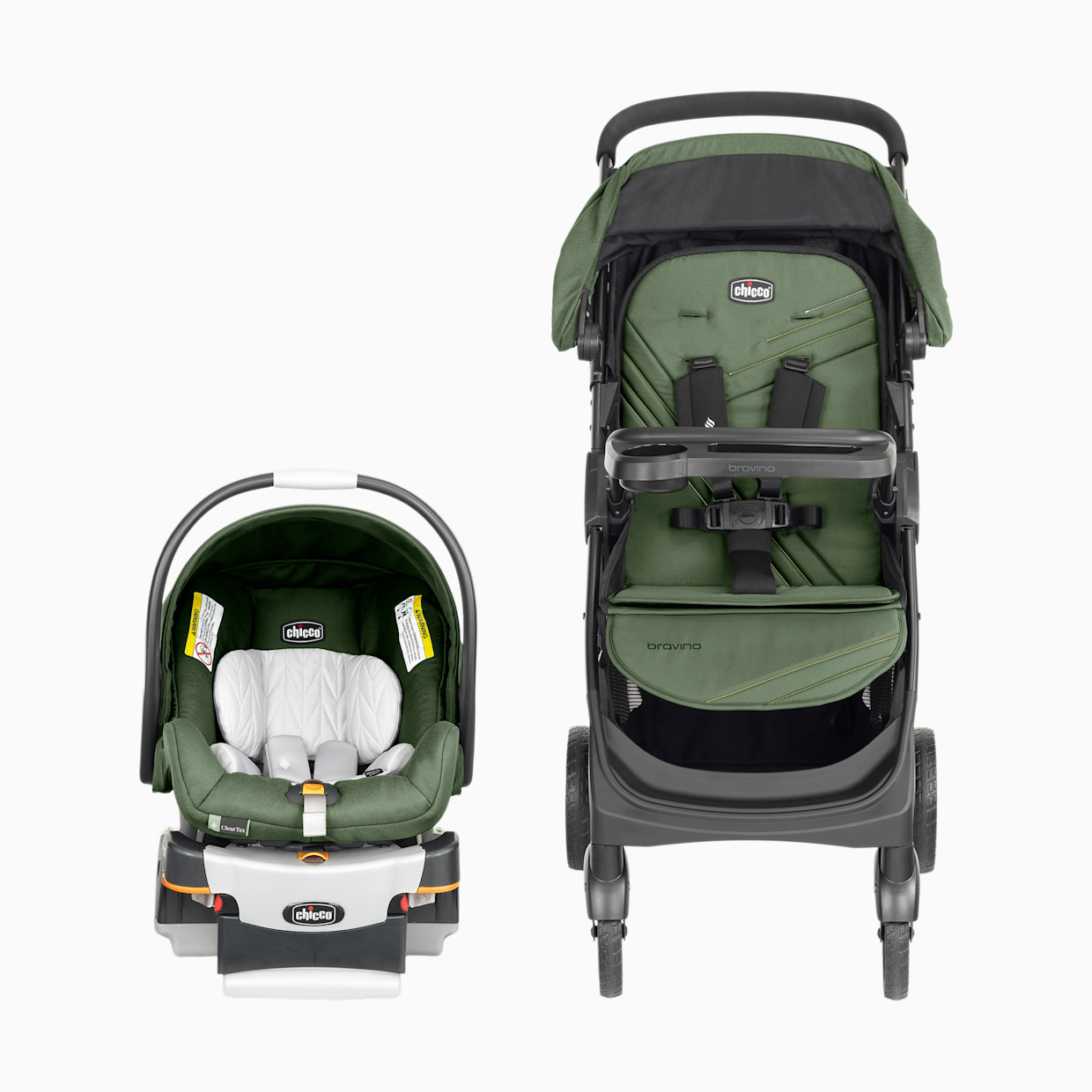 Chicco Bravino ClearTex Travel System - Moss.