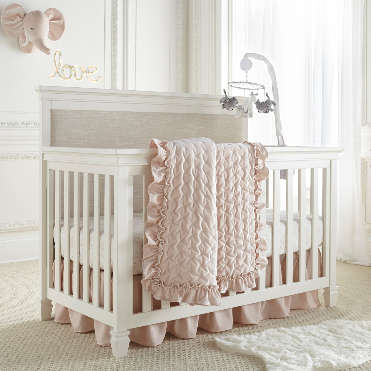 Levtex Baby 4-Piece Crib Bedding Set - Heritage Blush Velvet.