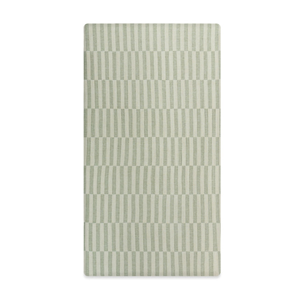 Moss Stripe Muslin Crib Sheet.