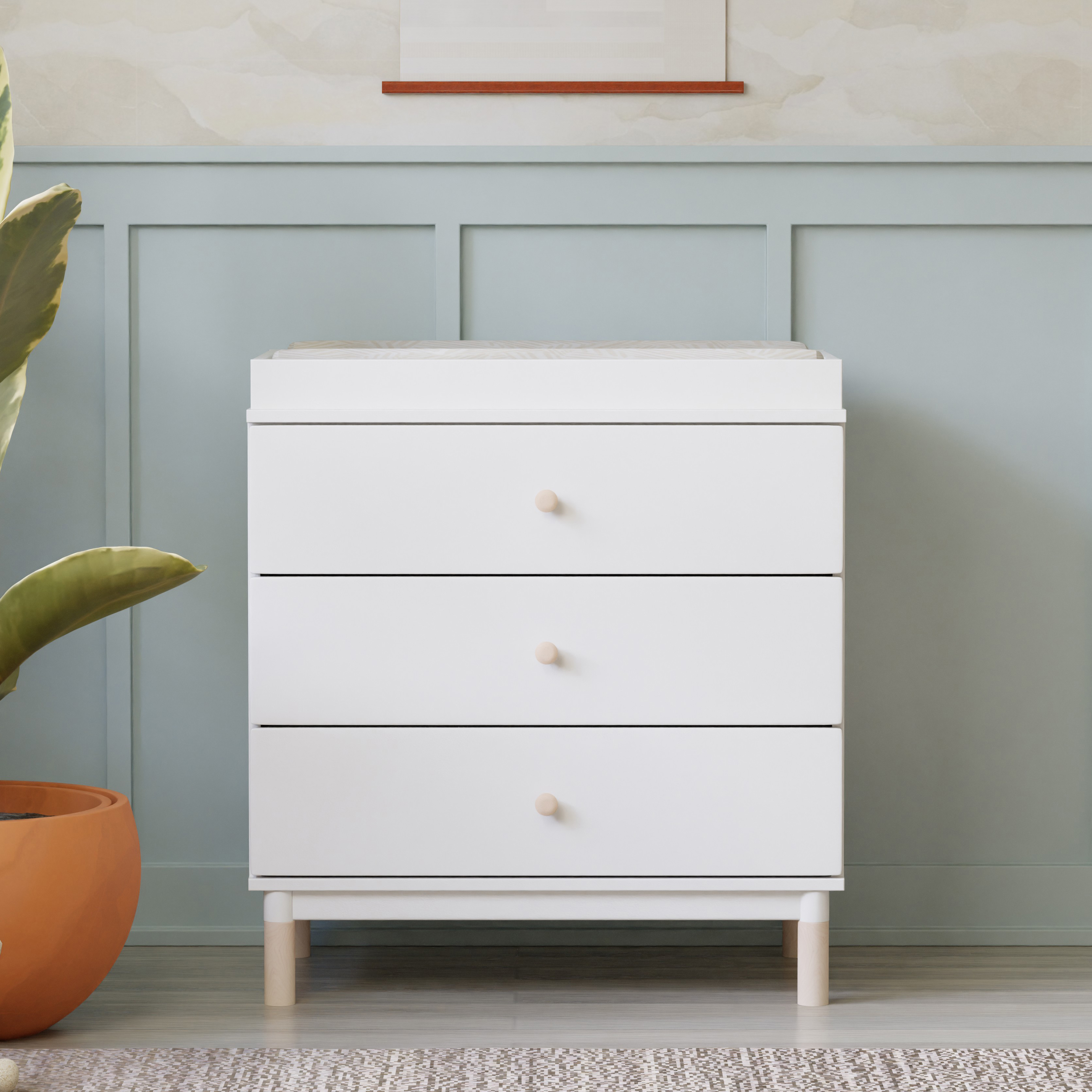 babyletto Gelato 3-Drawer Changer Dresser - White/Washed Natural.