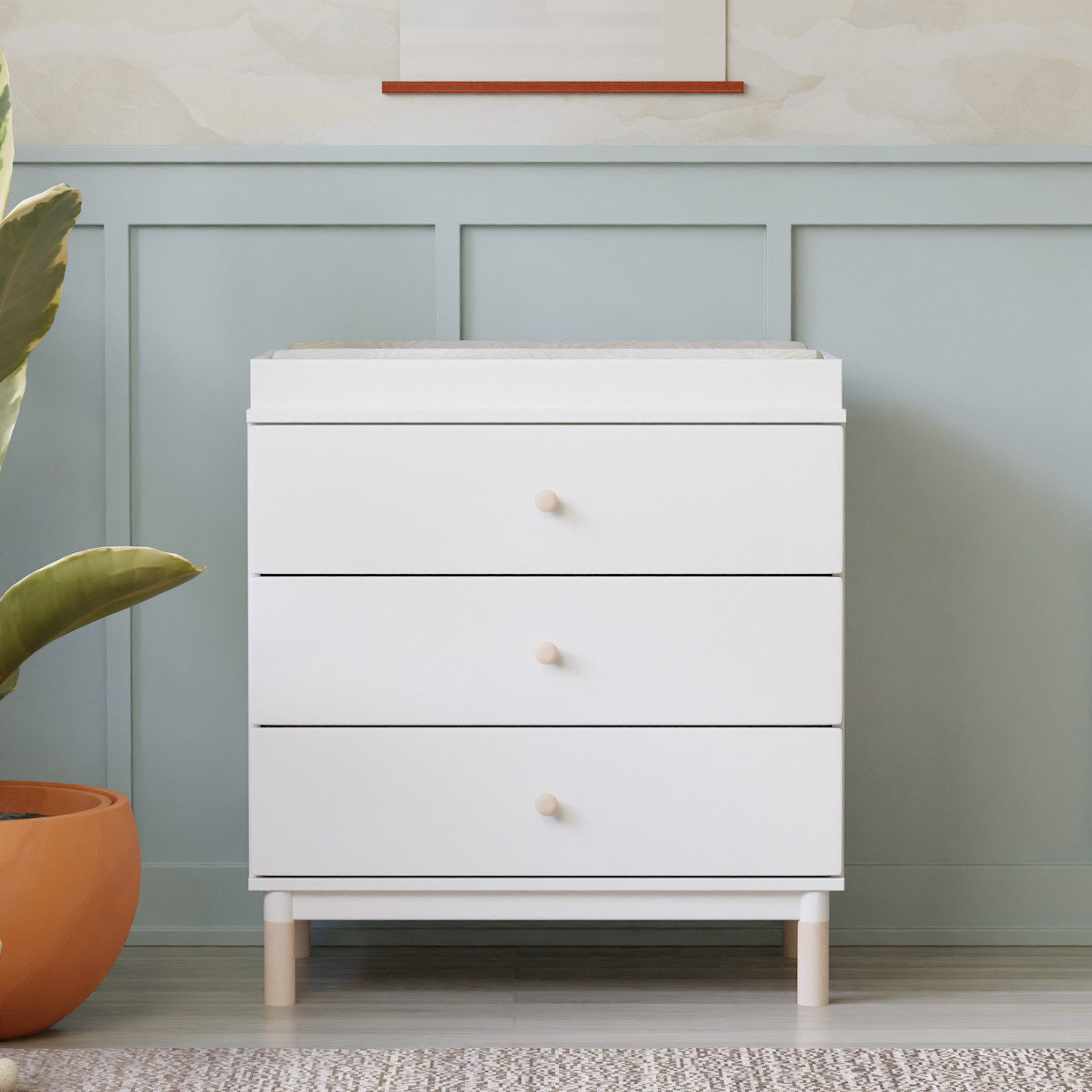 babyletto Gelato 3-Drawer Changer Dresser - White/Washed Natural.