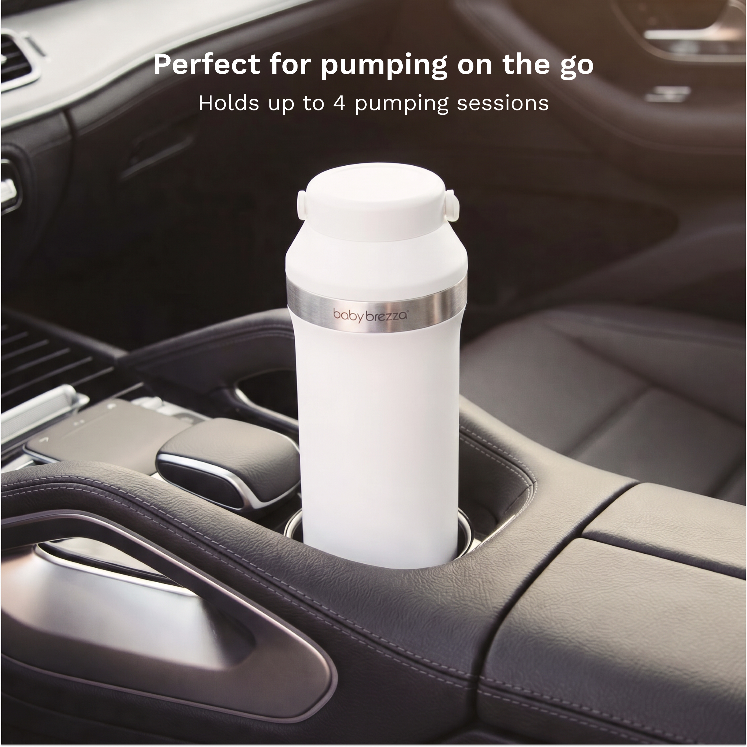 Baby Brezza Portable Breastmilk Cooler with Glass Bottles - White.