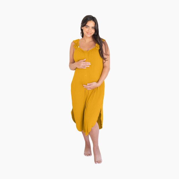 Kindred Bravely Ruffle Strap Labor & Delivery Gown - Honey, Medium