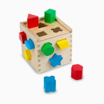 Melissa & Doug Shape Sorting Cube - Classic Wooden Toy With 12 Shapes