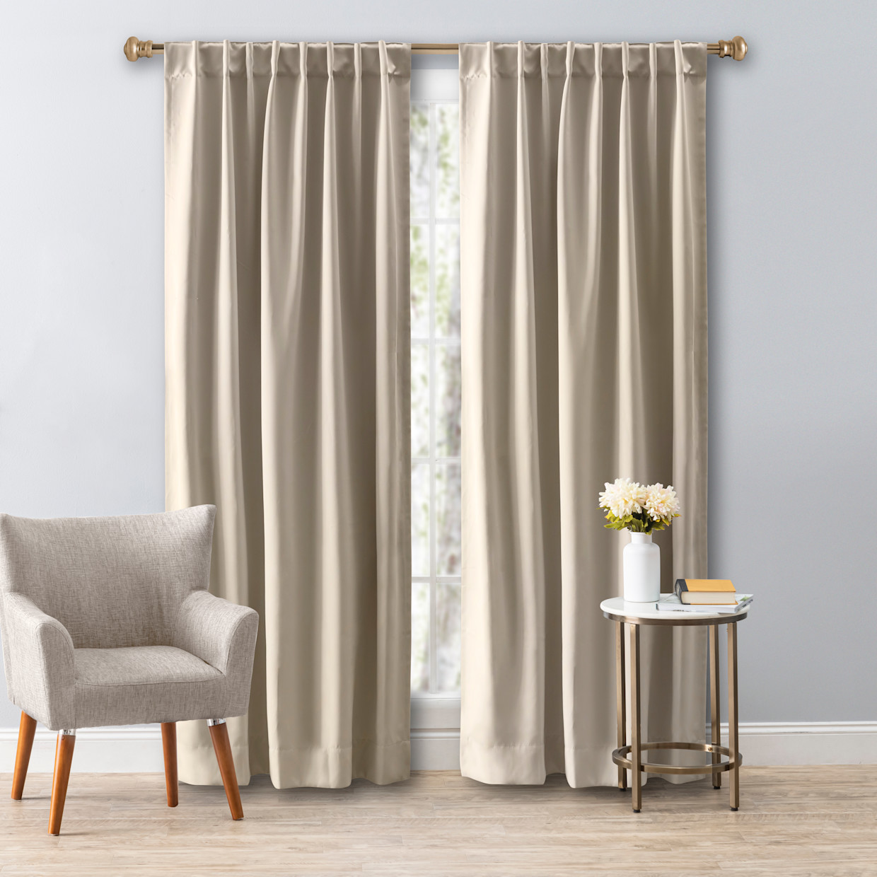 Ricardo Trading Ultimate Black-Out 2-Way Pocket Window Panel Curtain - Putty, 56"W X 84"L.
