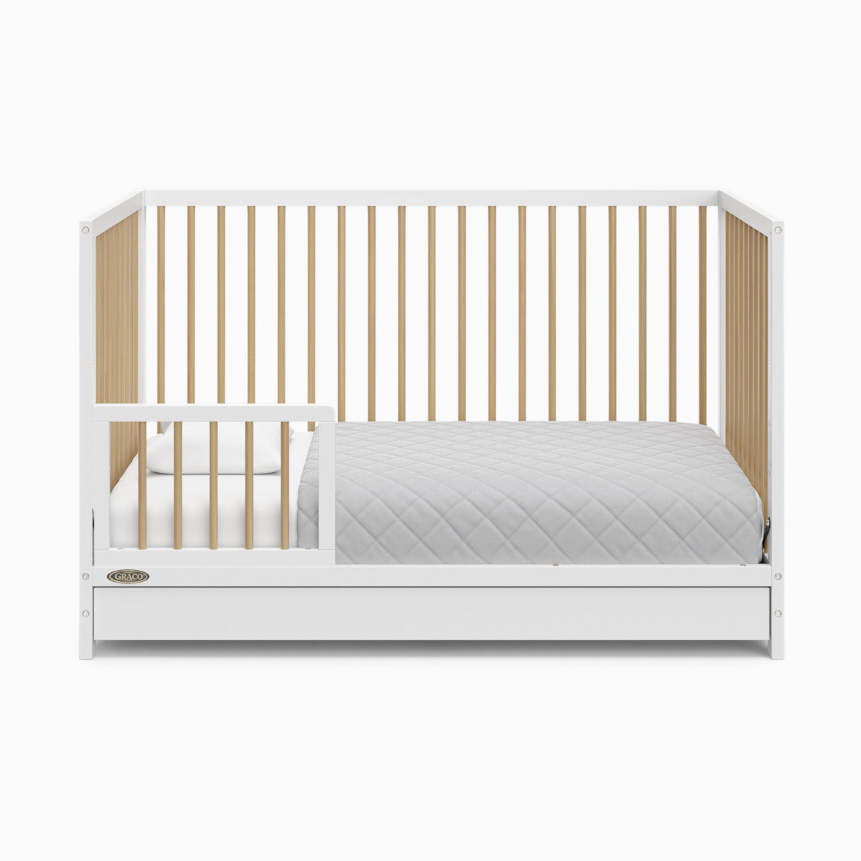 Storkcraft Universal Toddler Safety Guardrail (Dowels) - White And Driftwood.