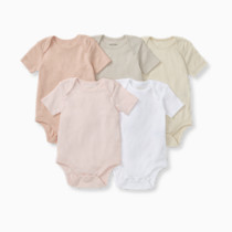 Burt's Bees Baby Unisex Organic Cotton Short and Long Sleeve Bodysuits, 5-Pack