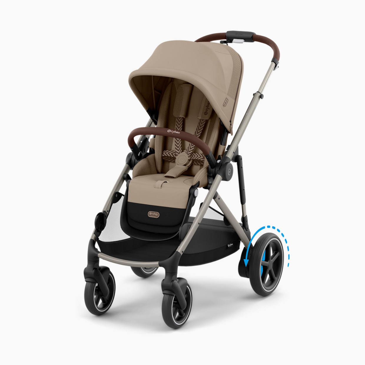 Cybex eGazelle S Electronic Assist Stroller - Taupe Frame/Almond Beige Seat.