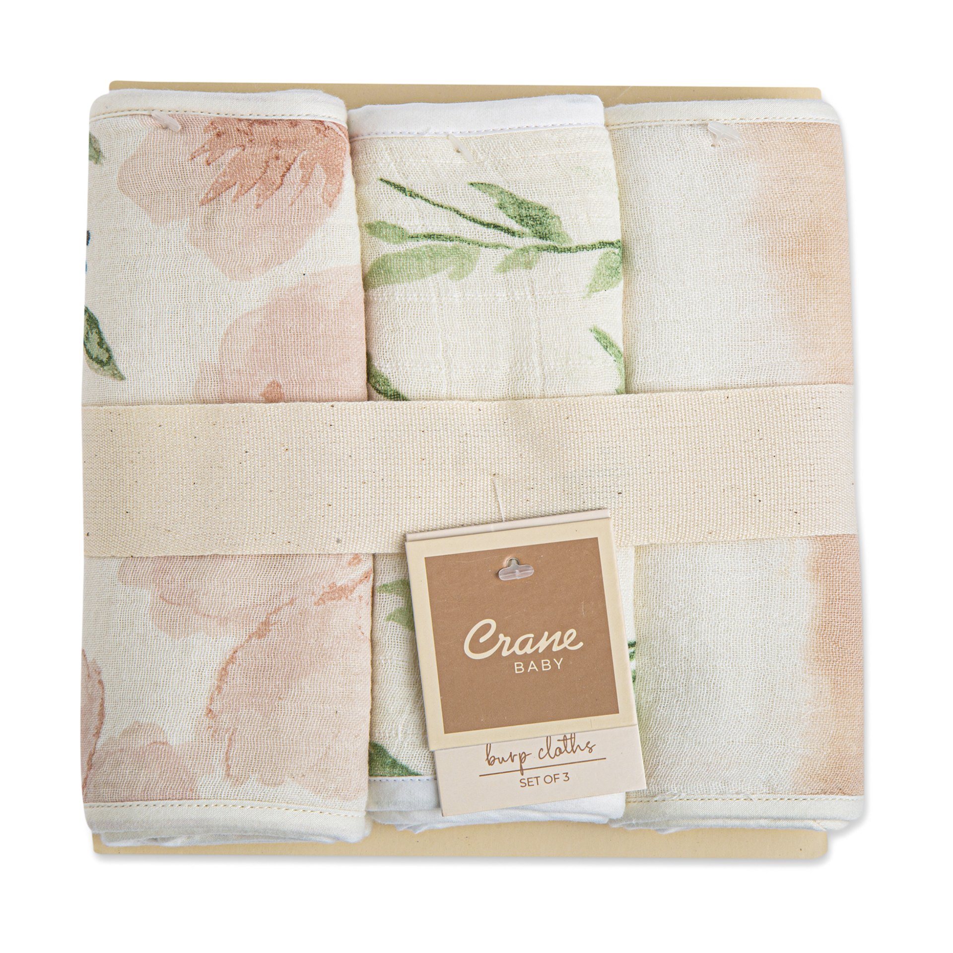 Crane Baby Cotton Muslin and Terry Burp Cloth Set (3 Pack) Parker
