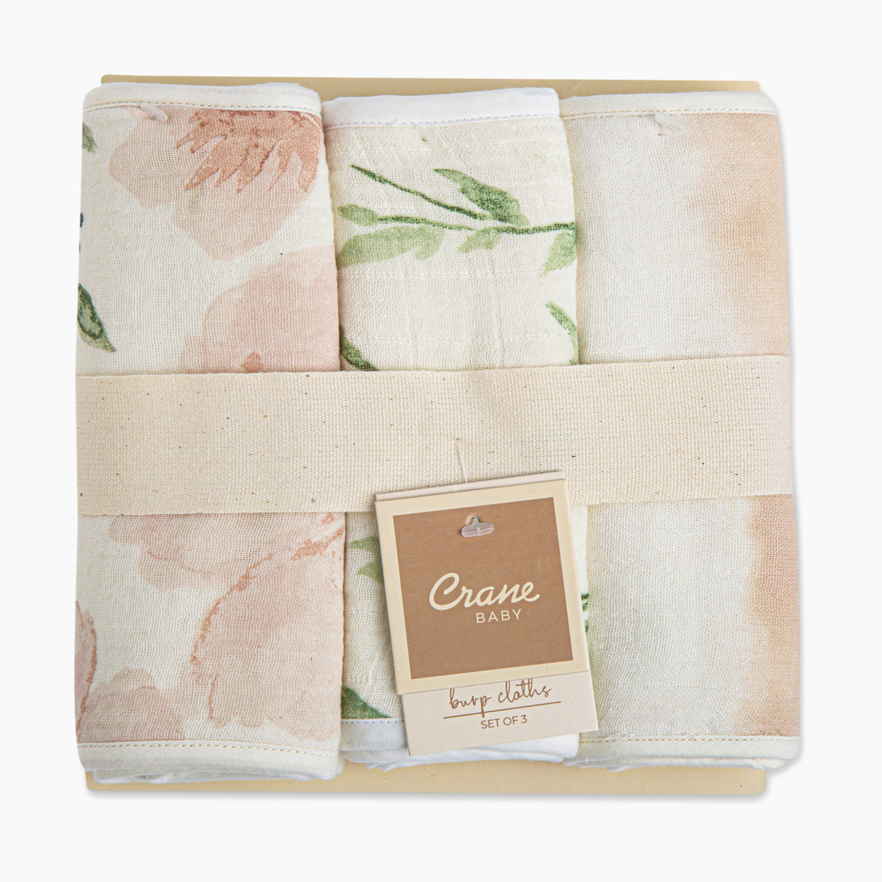 Crane Baby Cotton Muslin and Terry Burp Cloth Set (3 Pack) - Parker.