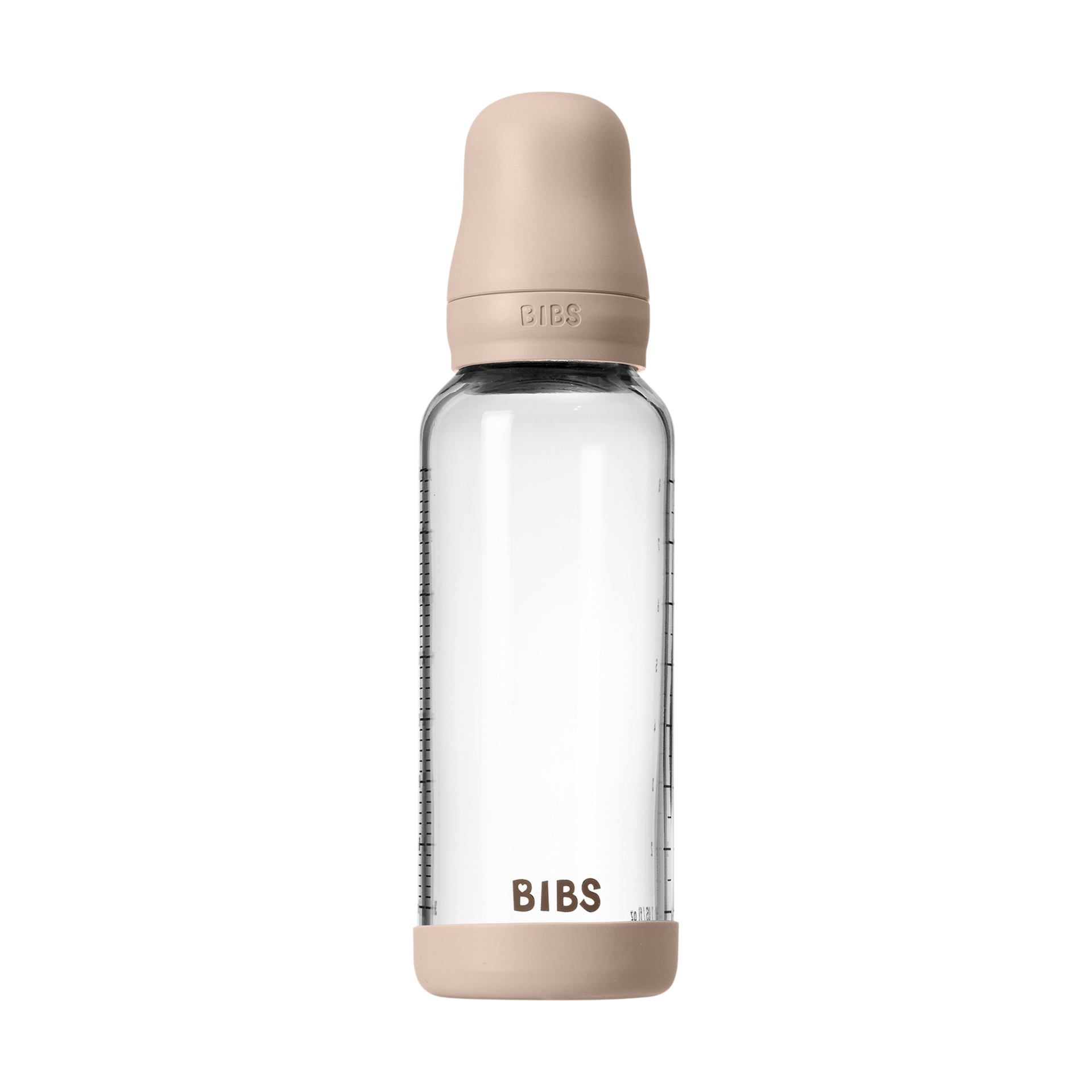 BIBS Baby Glass Bottle with Natural Rubber Nipple - Blush, 8oz.