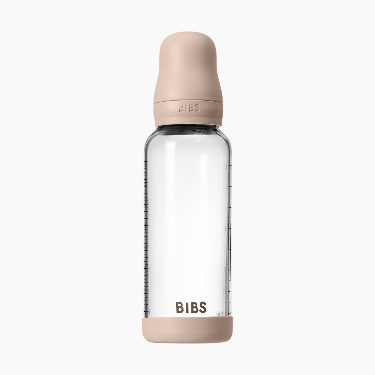BIBS Baby Glass Bottle with Natural Rubber Nipple - Blush, 8oz.