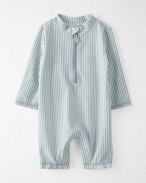 Carter's Recycled Long-Sleeve Rashguard Swimsuit in Stripes.