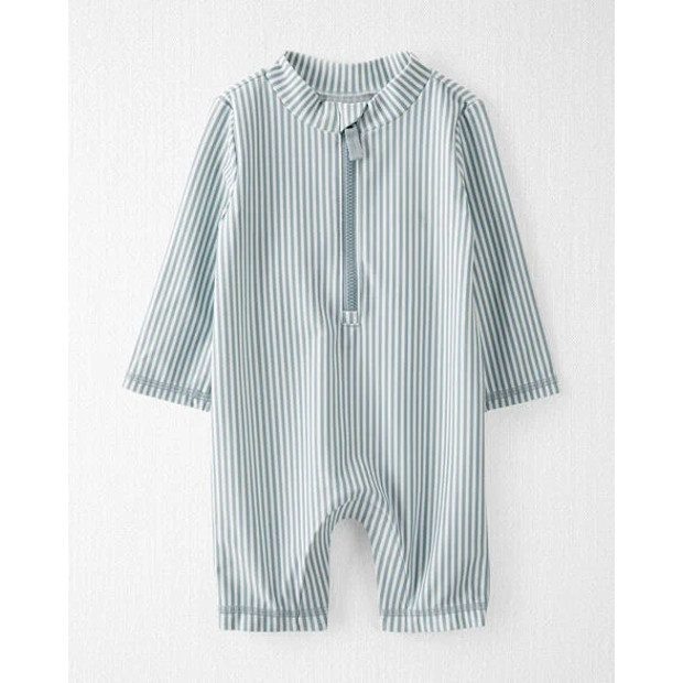 Carter's Recycled Long-Sleeve Rashguard Swimsuit in Stripes.