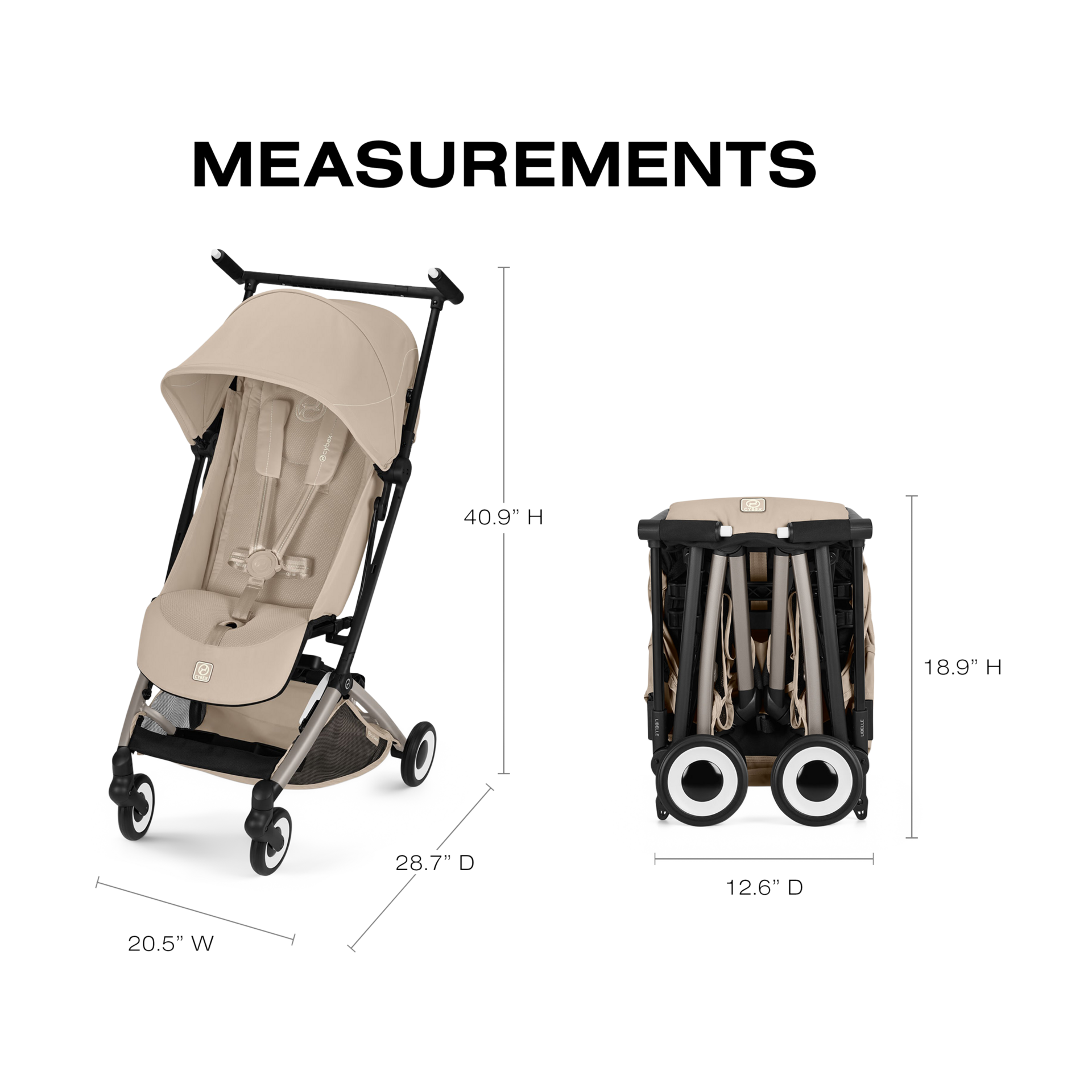 Cybex Libelle Stroller + Cloud G Pro Infant Car Seat Travel System - Almond Beige.