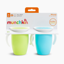 Munchkin Miracle 360 Trainer Cup, Green/Blue, 7 oz, 2-Pack