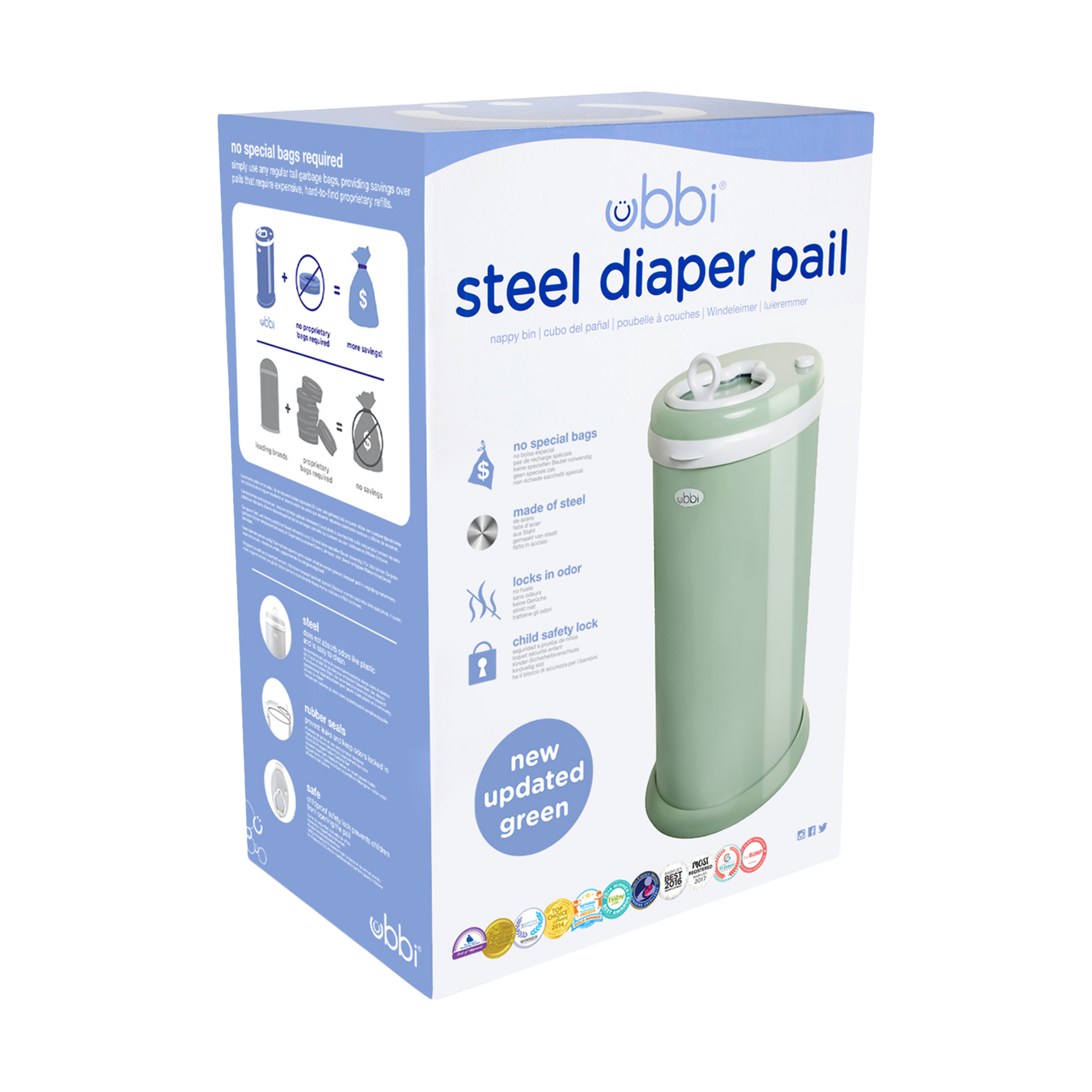 Ubbi Steel Diaper Pail Sage Babylist Shop