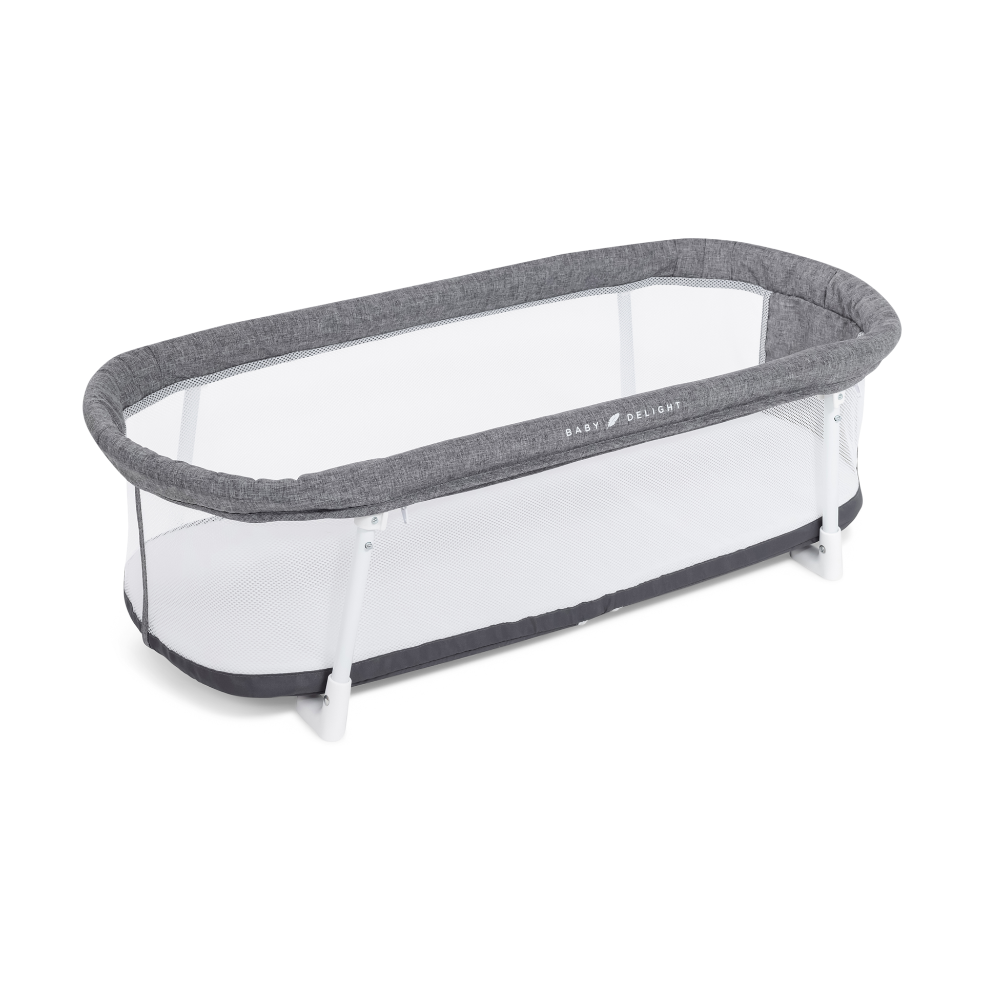 Baby Delight Snuggle Nest Portable Bassinet - Charcoal Tweed.