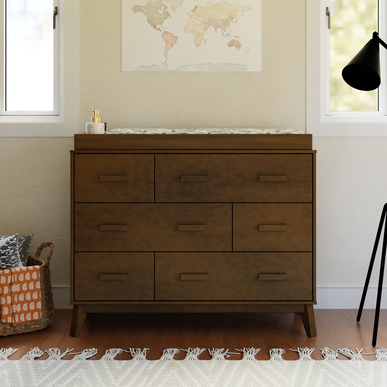 babyletto Scoot 6-Drawer Dresser - Natural Walnut.