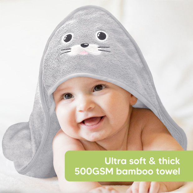KeaBabies Cuddle Bamboo Viscose Hooded Towel - Seal.