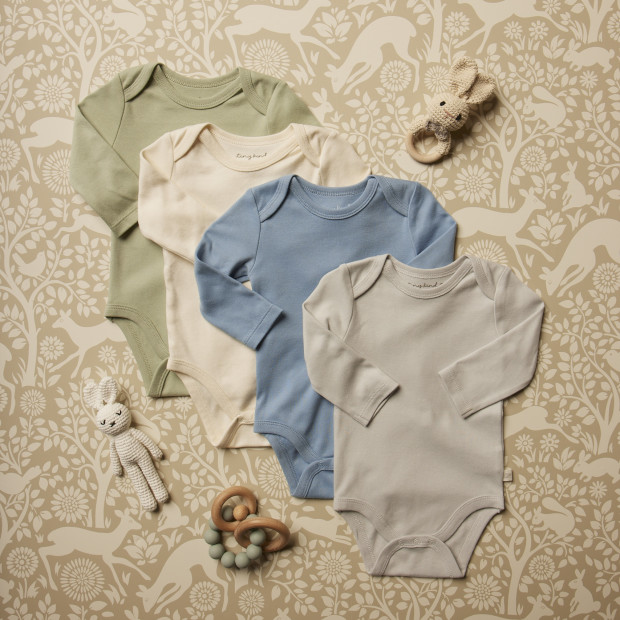 Tiny Kind Solid Long Sleeve Bodysuit - Antique White, 0-3 M.