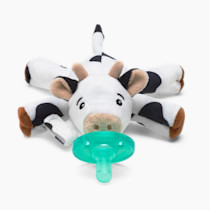 Philips Avent Soothie Snuggle Pacifier Holder with Detachable Pacifier, 0m+, Cow, SCF347/05