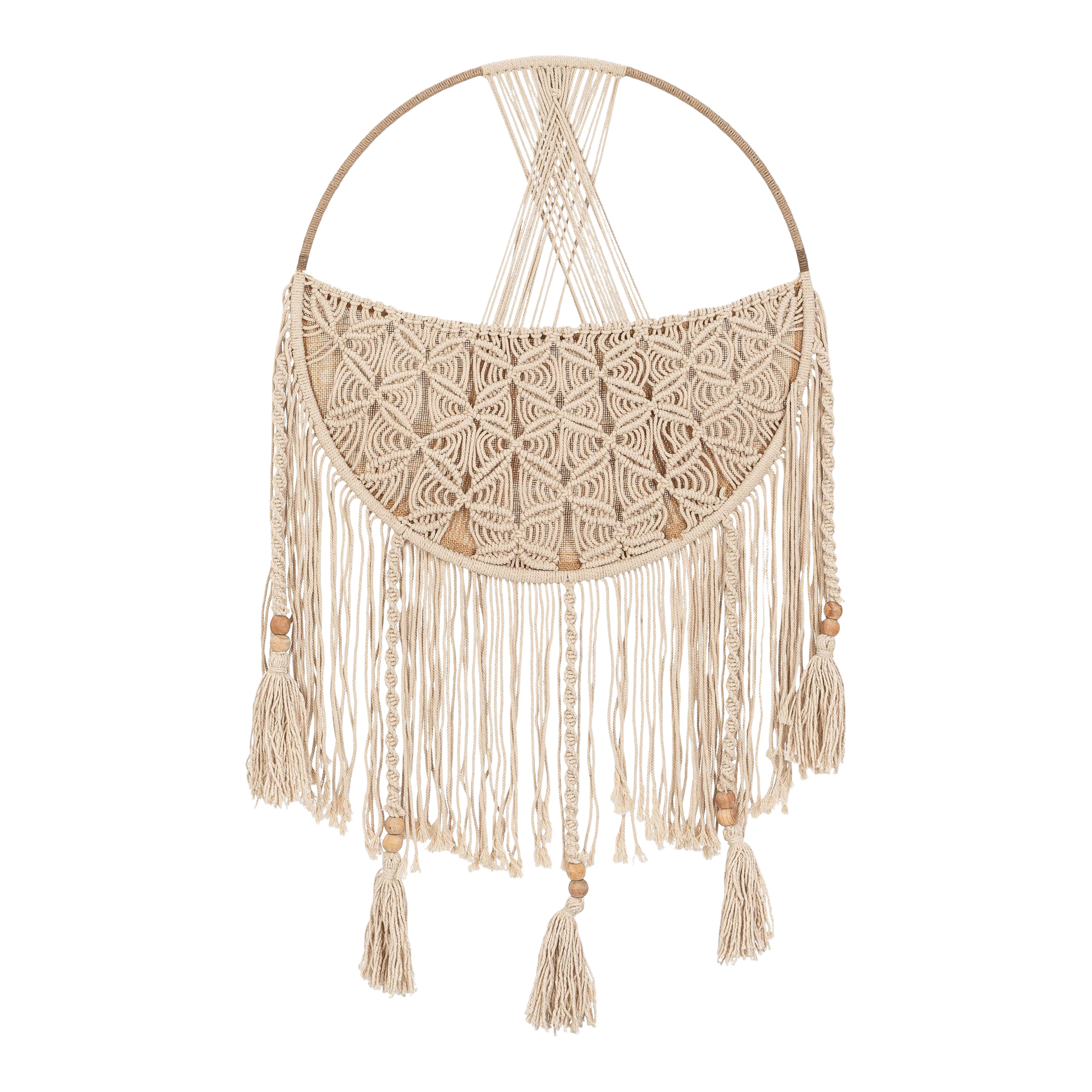 Crane Baby Macrame Toy Storage Basket with Tassels.