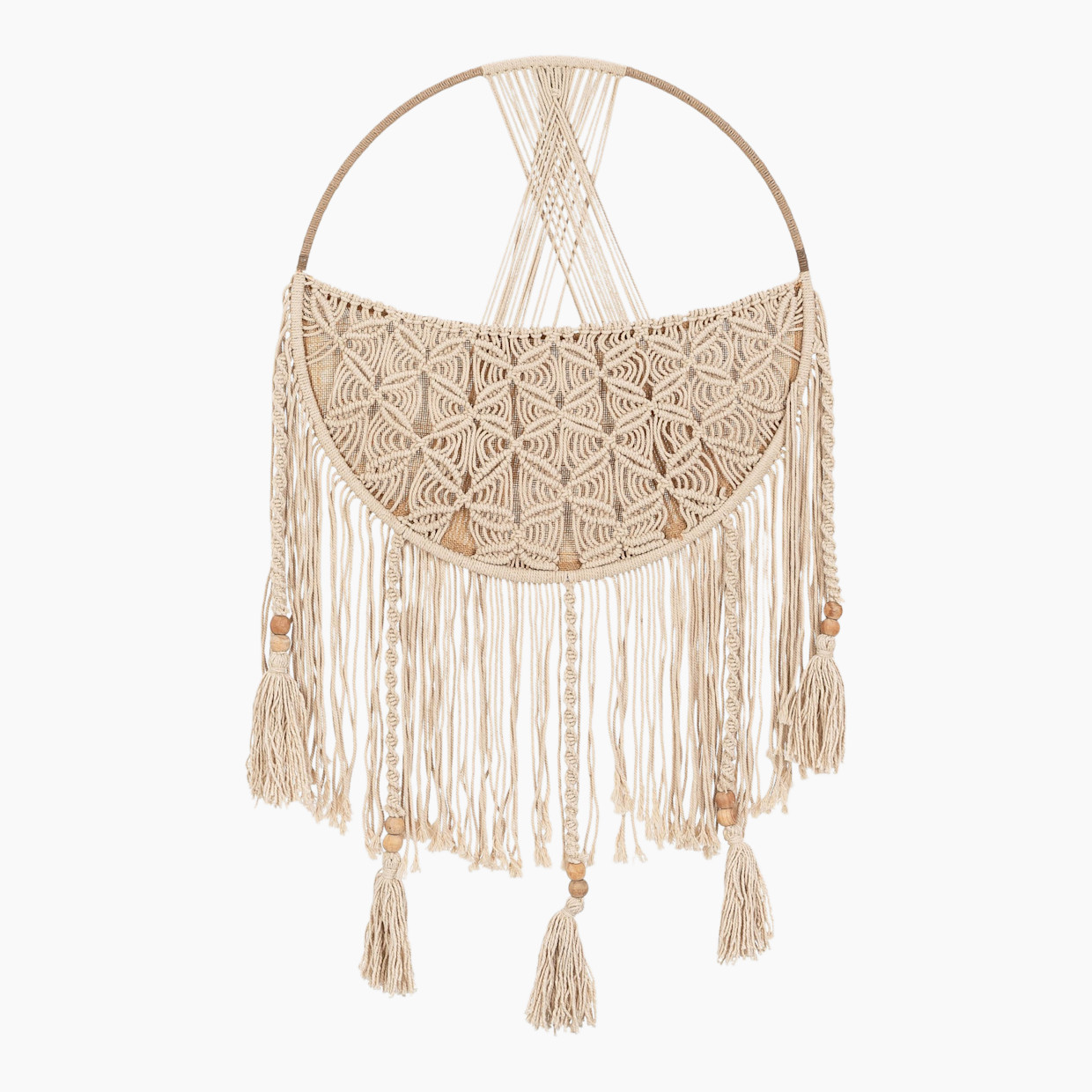 Crane Baby Macrame Toy Storage Basket with Tassels.