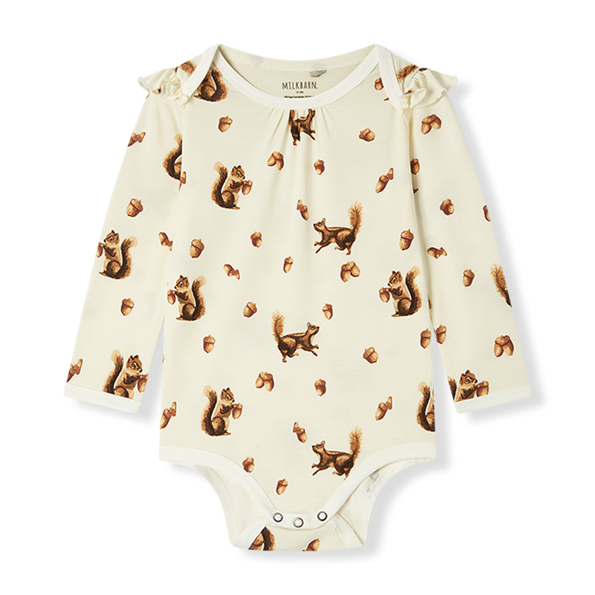 Milkbarn Chipmunk Luxe Stretch Ruffle LS One Piece.