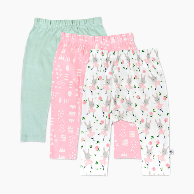 Honest Baby Clothing 3-Pack Organic Cotton Cuff-less Harem Pants - Tutu Cute, 0-3 M.