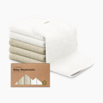 6-Pack Soft Baby Washcloths, Viscose from Bamboo - Kids, Newborn Bath Towels, Infant Shower, Toddler Reusable Face Towel, Gentle on Skin, Face Wash Cloths for Babies, 10x10 (White/Stone)