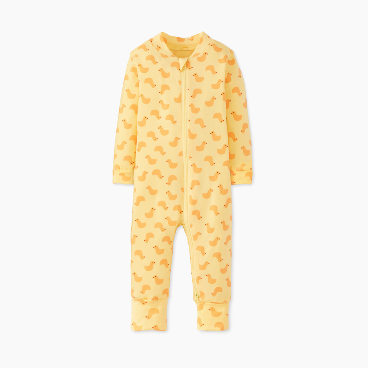 Hanna Andersson Baby Layette Stretch Print Sleeper - Pepper The Duck On Limoncello, Newborn.