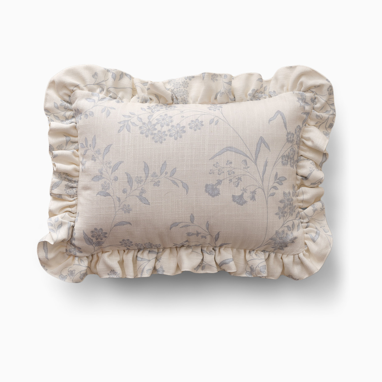 House of Noa Ruffle Pillow - Kit Ivory & Sky, Medium.