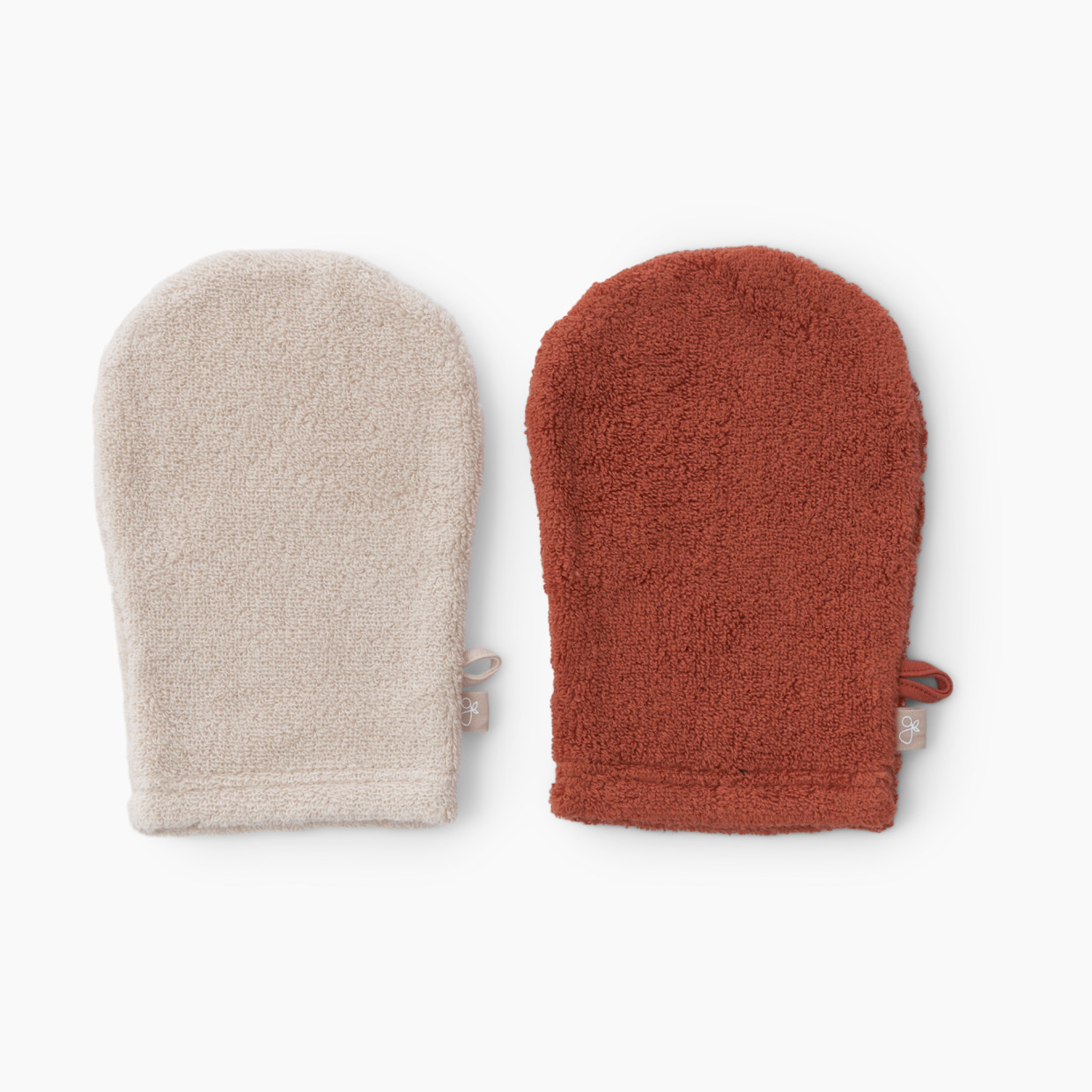 Goumi Kids x Babylist Cotton Terry Washcloth Mitts (2 pack) - Clay + Oat, O/S, 2.