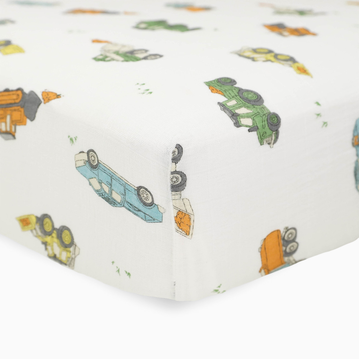 Little Unicorn Cotton Muslin Crib Sheet - Work Trucks.