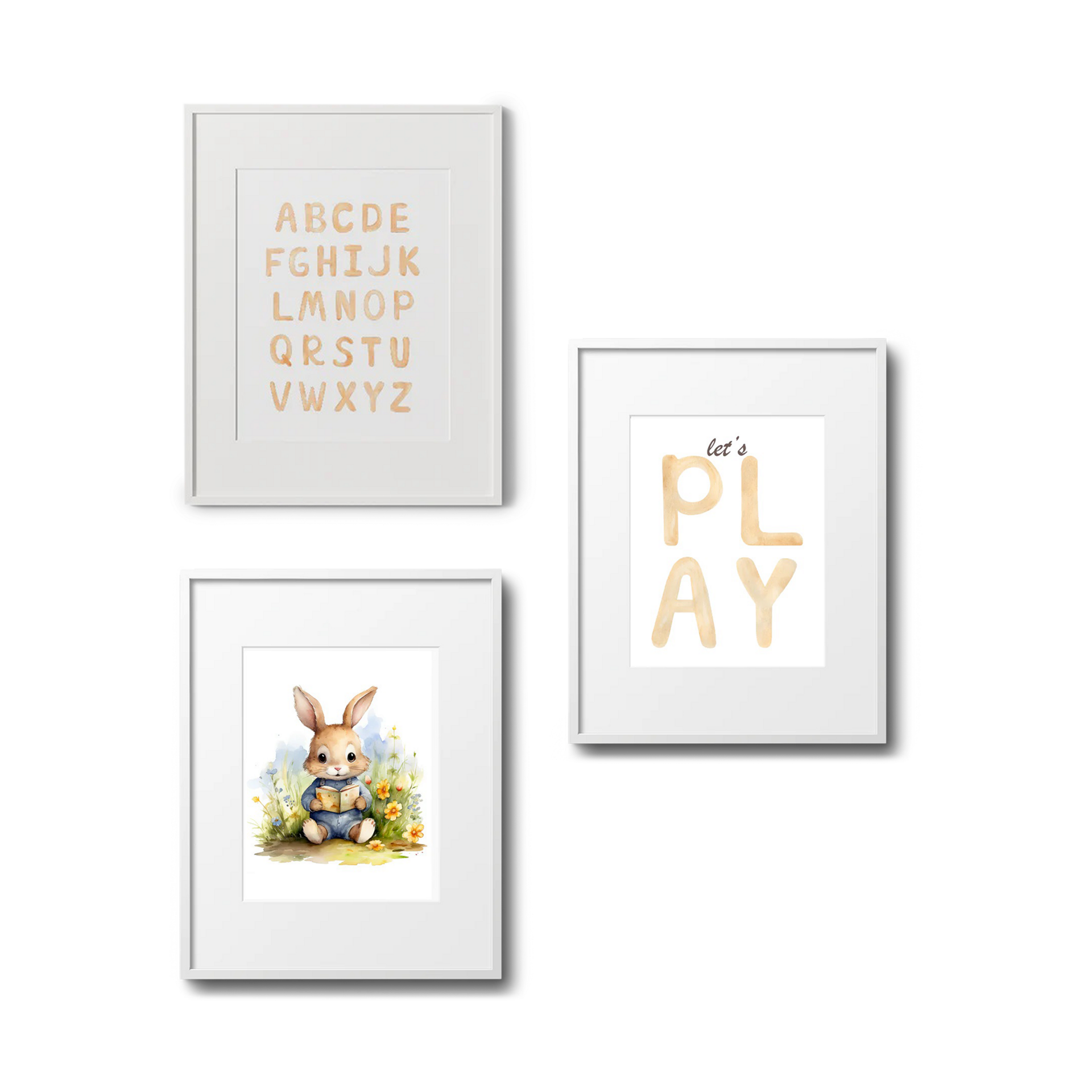 Play & Oak Neutral Bunny Wall Art Bundle.