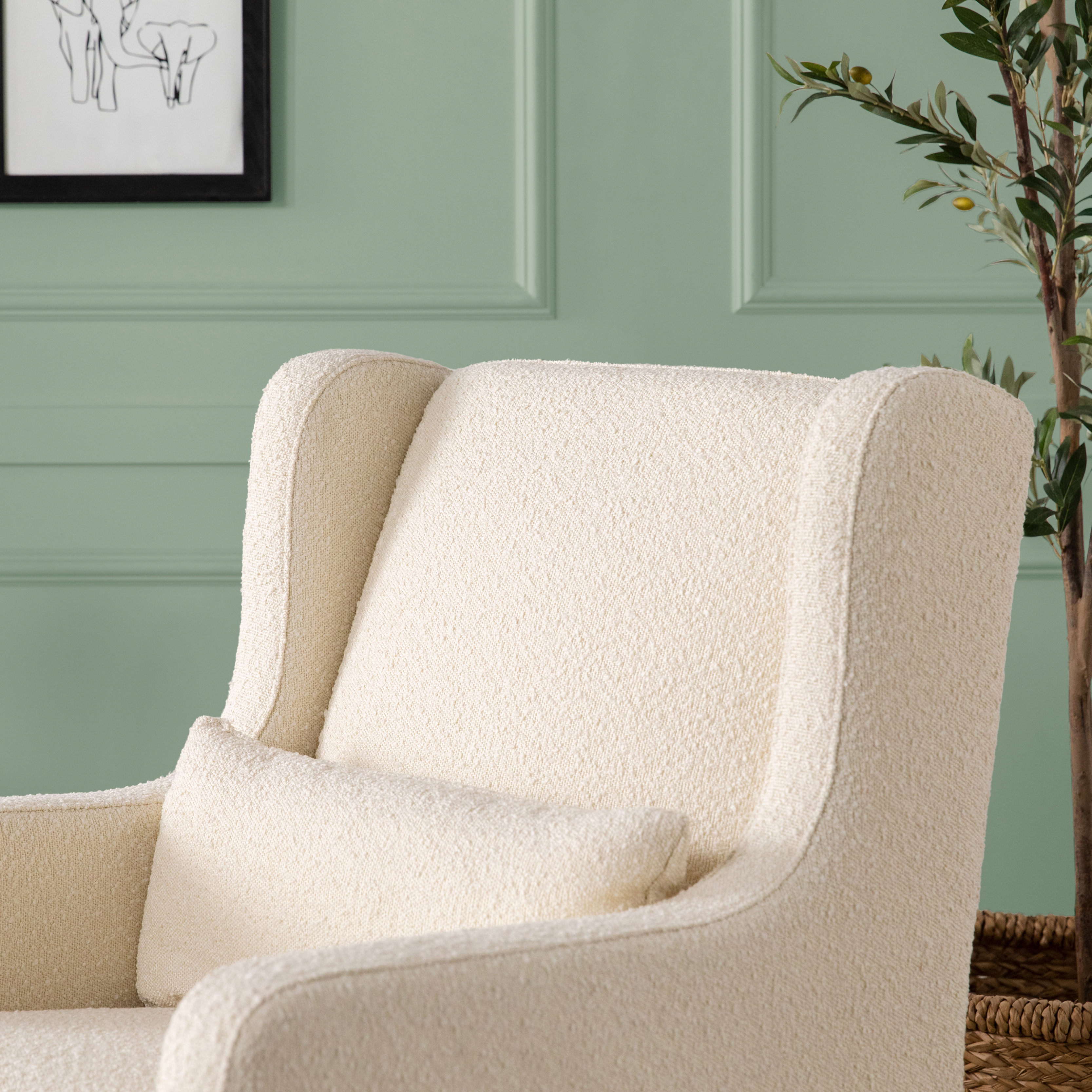Carter's by daVinci Adrian Swivel Glider with Storage Ottoman - Ivory Boucle.