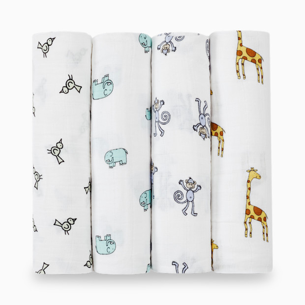 Aden + Anais Cotton Muslin Swaddle 4-Pack - Jungle Jam - $59.95.