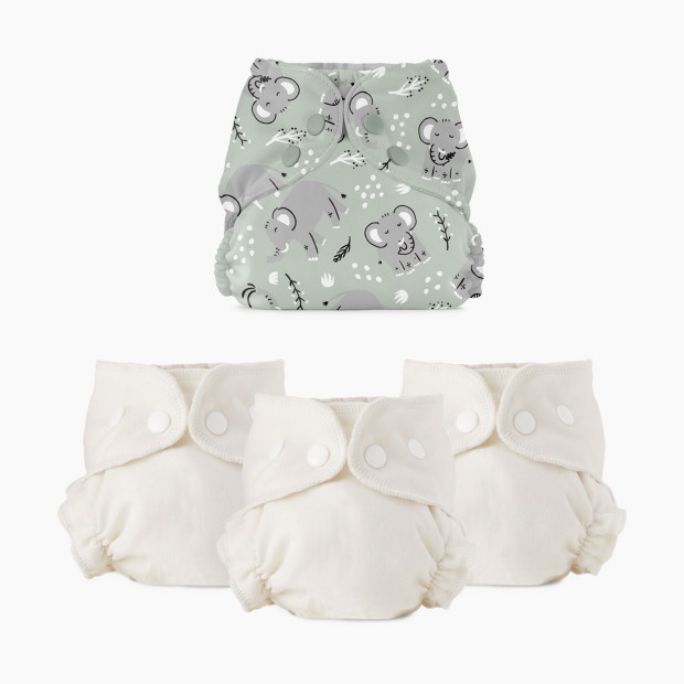 Esembly Blowout Proof Cloth Diaper Bundle - Elephants, Size 2 (18-35lbs).