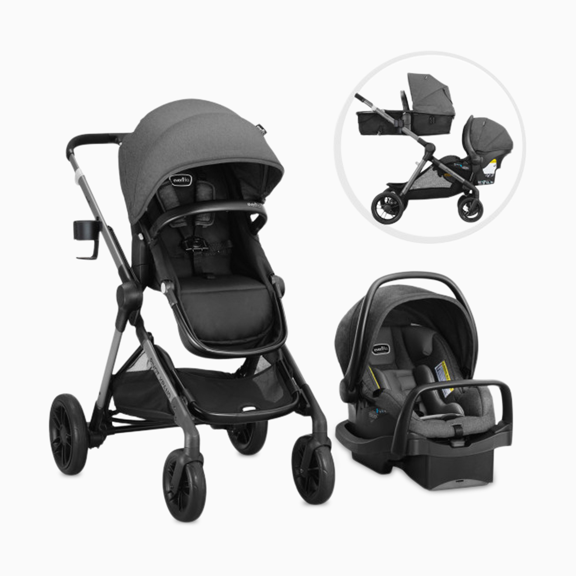 Evenflo Pivot Xpand Modular Travel System with LiteMax Infant Car Seat -  Sabino Gray | Babylist Shop