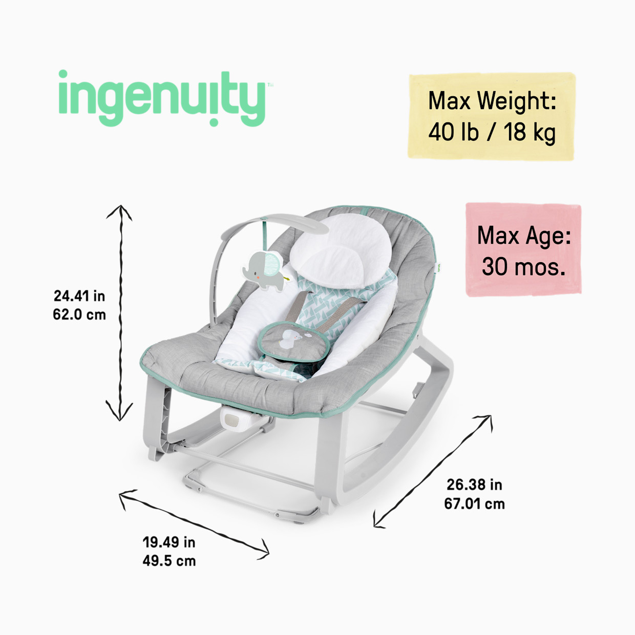 Ingenuity Keep Cozy 3-in-1 Grow with Me Baby Bouncer, Rocker & Toddler Seat - Weaver.